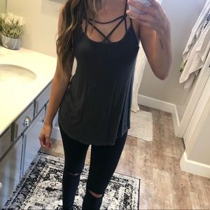 Charcoal gray AEO tank